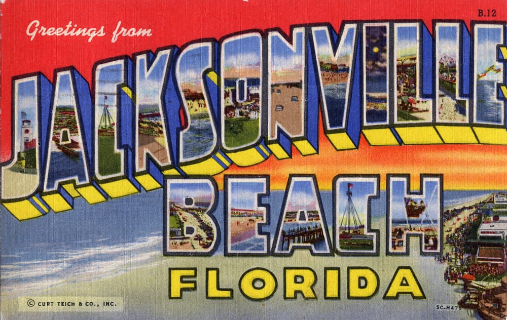 Production Date: 1955
Source Type: Postcard
Printer, Publisher, Photographer: Duval News Company, Curt Teich (#B.12, #5C-H475)
Postmark: January 22, 1962, Jacksonville Beach, Florida
Collection: Steven R. Shook
Remark: This postcard is considered by Tenney and Hilbert as one of the fifty most scarce