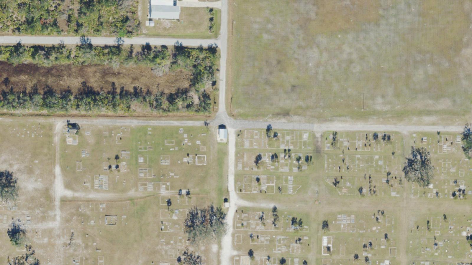 Aerial survey view of Indian Spring Cemetery