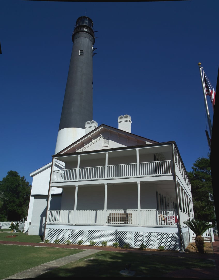 Pensacola Lighthouse tall historic black-and-white striped tower in Pensacola, Florida
