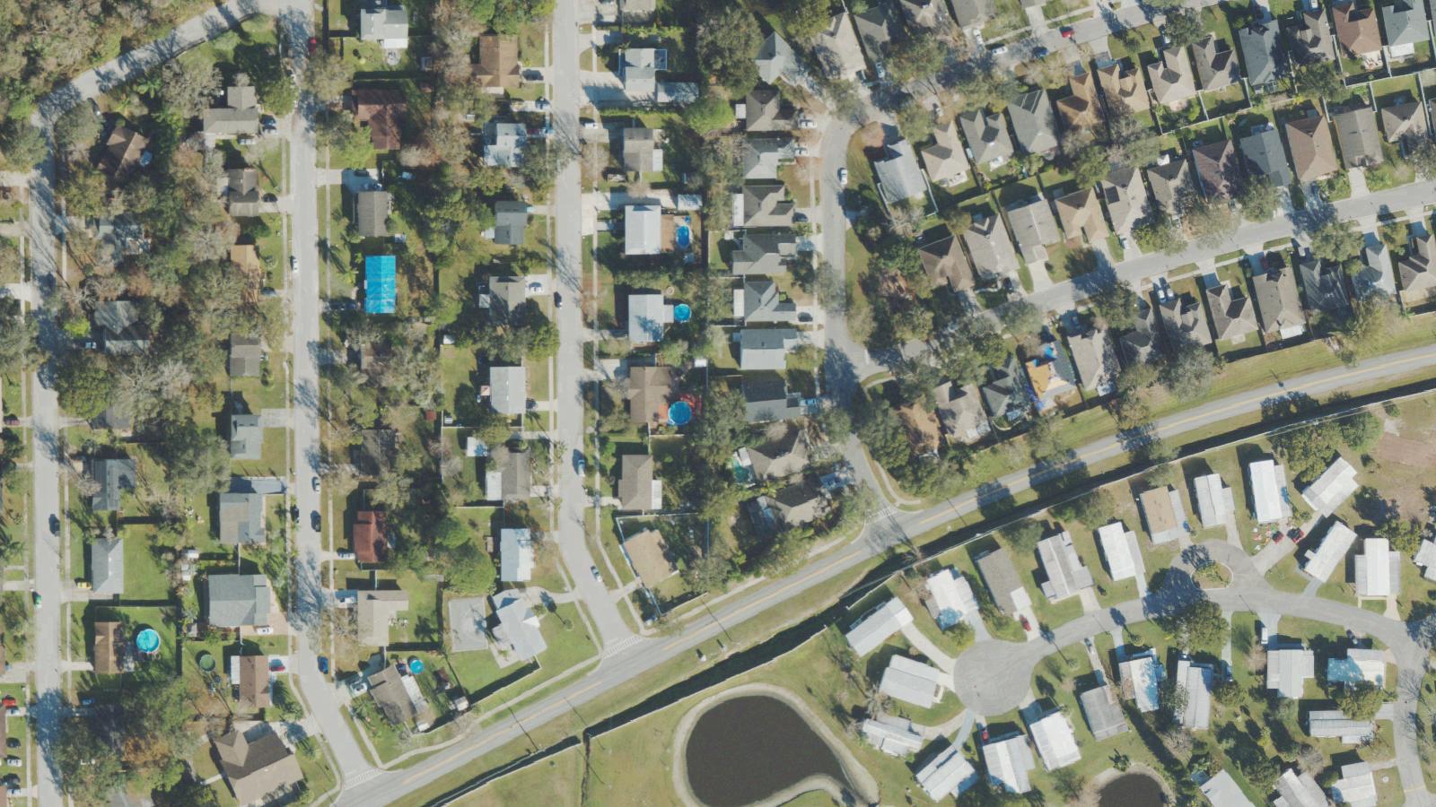 Aerial survey view of Little Econ River (Old Econ Road Bridge)