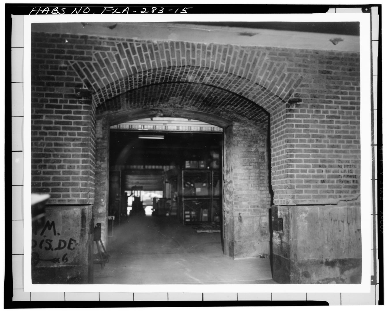 Historic 1968 photograph of the sally fort main entrance on the north elevation of Fort Zachary Taylor in Key West, documented by the Historic American Buildings Survey