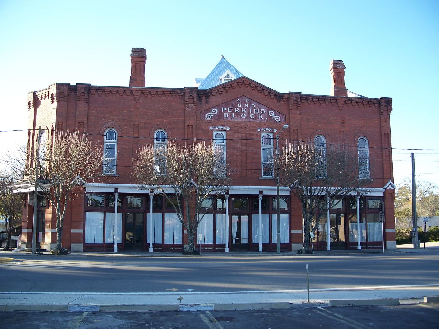 The 1890 Monticello Opera House (Perkins Block Building) on West Washington Street in Monticello, Jefferson County, Florida