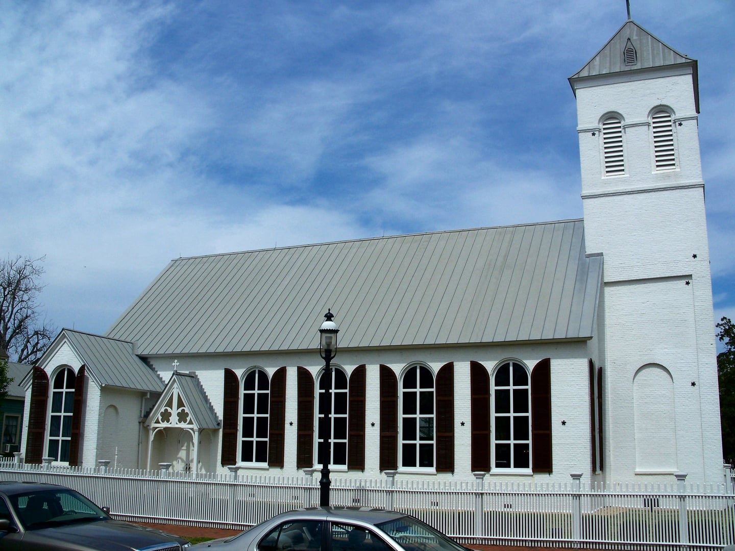 Old Christ Church at 405 S Adams Street in Pensacola, Florida — one of Florida's oldest surviving church buildings, built in 1832 in Gothic Revival style.