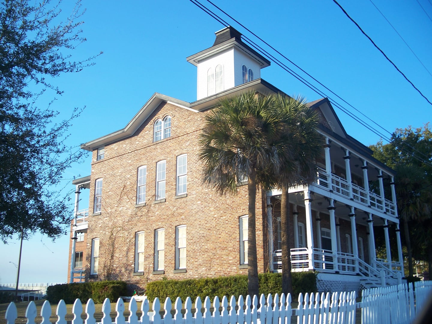 Brick exterior of Old St. Luke's Hospital at 314 North Palmetto Street in Jacksonville, Florida — Florida's first established hospital, built 1878.