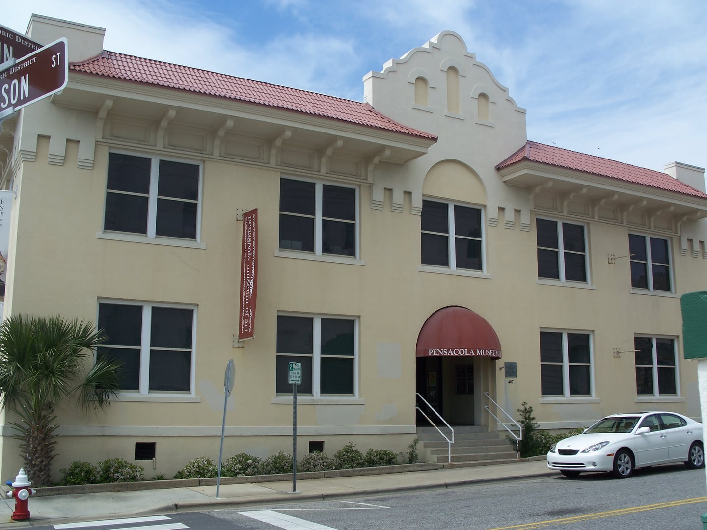Exterior of the Pensacola Museum of Art, the former 1906 City Jail, in Spanish Revival style in Pensacola, Florida