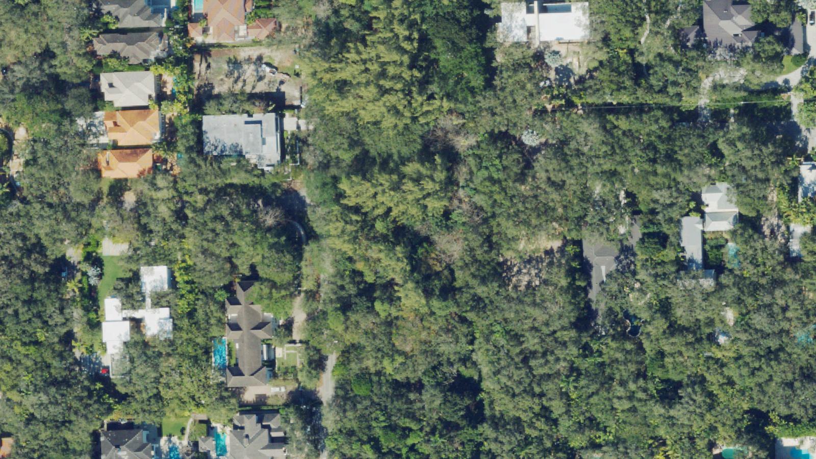 Aerial survey view of Pinewood Cemetery (Coral Gables Pioneer Cemetery)