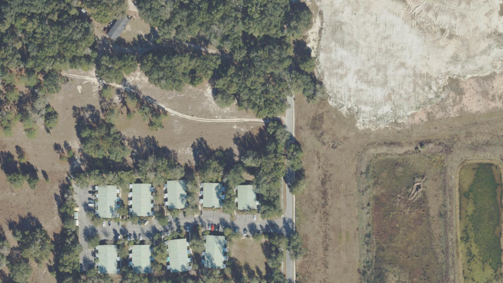 Aerial survey view of Rolling Acres Road ("The White Lady")