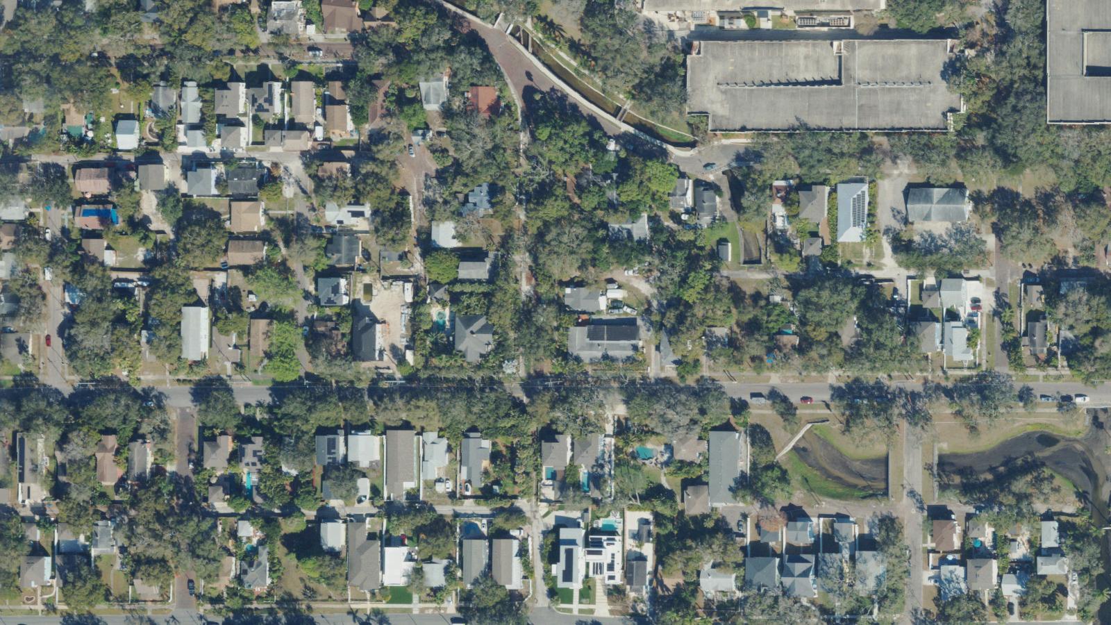 Aerial survey view of Roser Park Neighborhood (Mini Lights of Booker Creek)