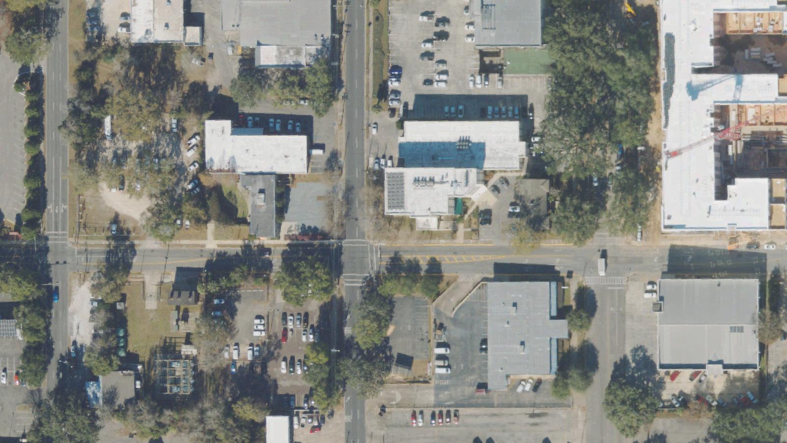 Aerial survey view of Calvin Phillips Mausoleum, Oakland Cemetery