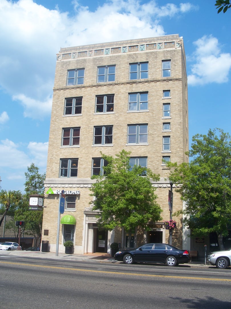 The 1927 Exchange Bank Building at 201 South Monroe Street, Tallahassee, Florida — five-story office building by architect William Augustus Edwards, the city's tallest at its 1928 opening