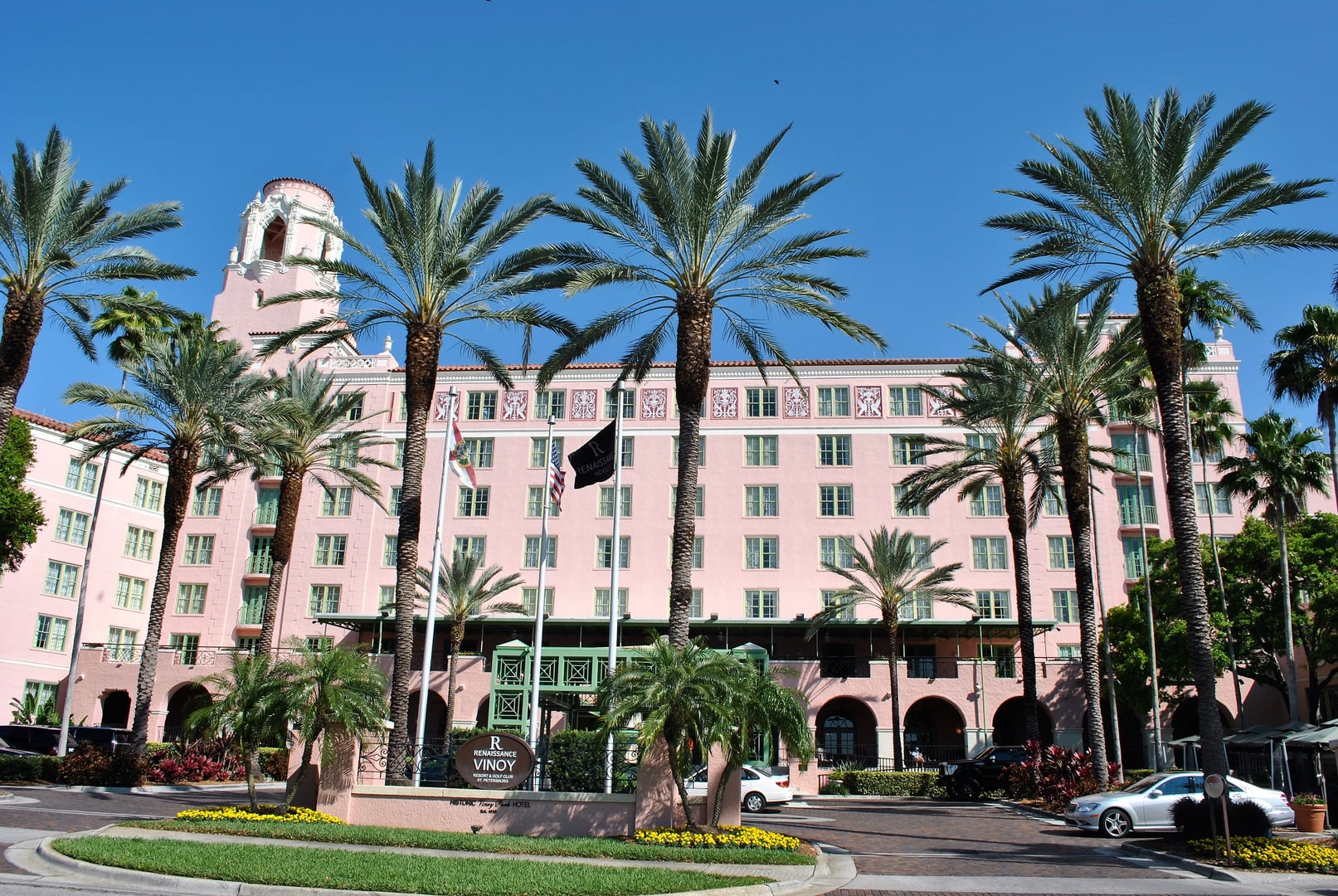 The Vinoy Resort historic pink Mediterranean Revival hotel exterior, St. Petersburg, Florida
