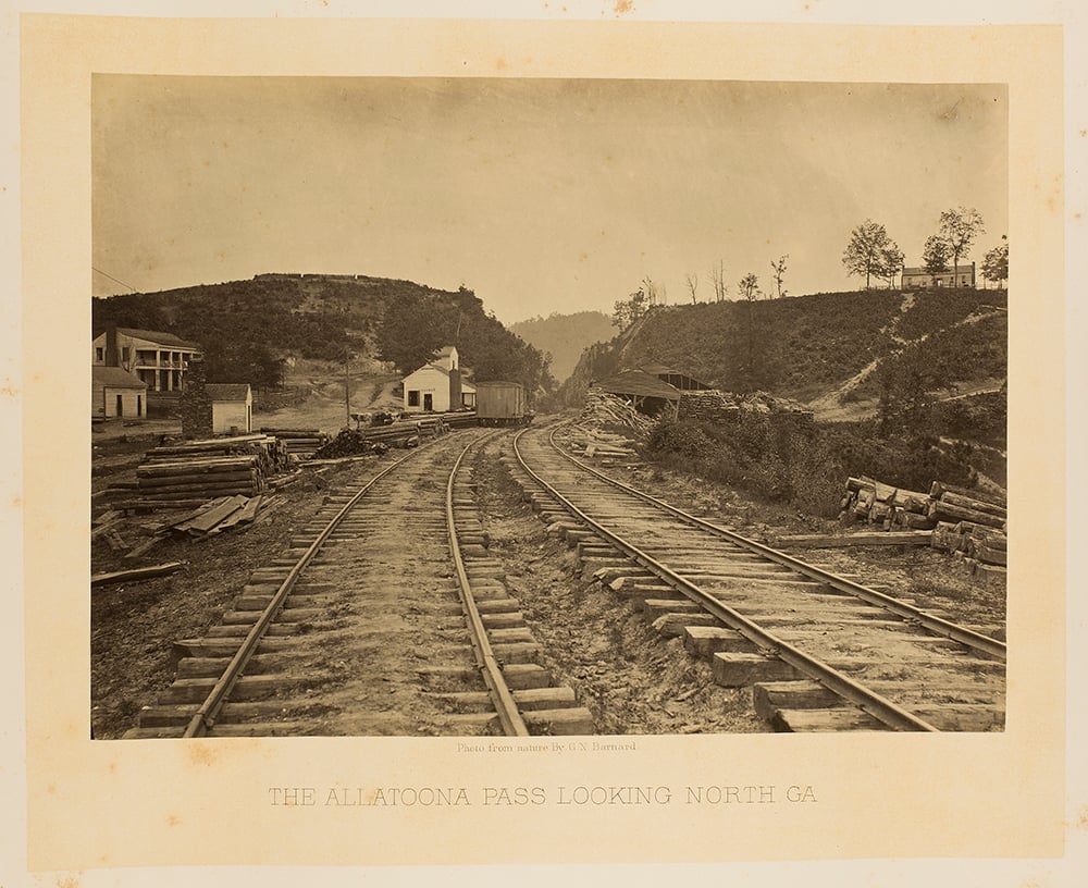 Allatoona Pass Battlefield earthworks and railroad cut in Bartow County, Georgia