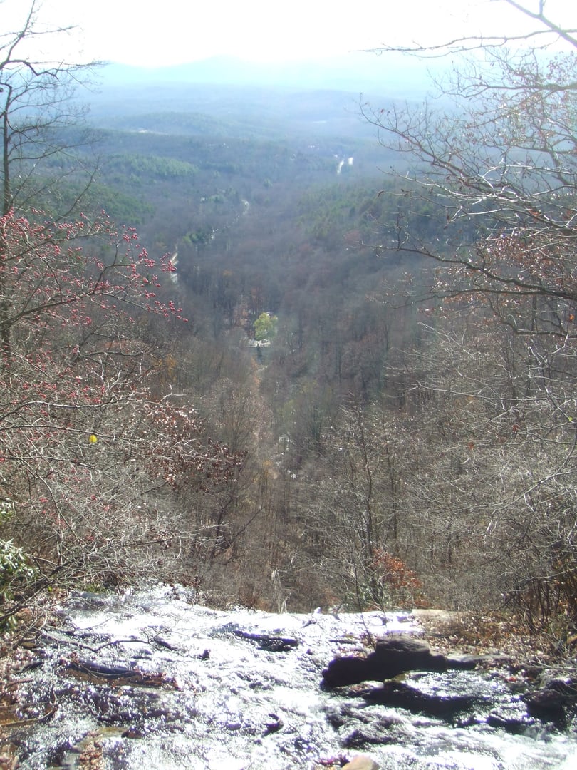 Amicalola Falls State Park Lodge in Dawsonville, Georgia, with the 729-foot cascading falls visible in the background