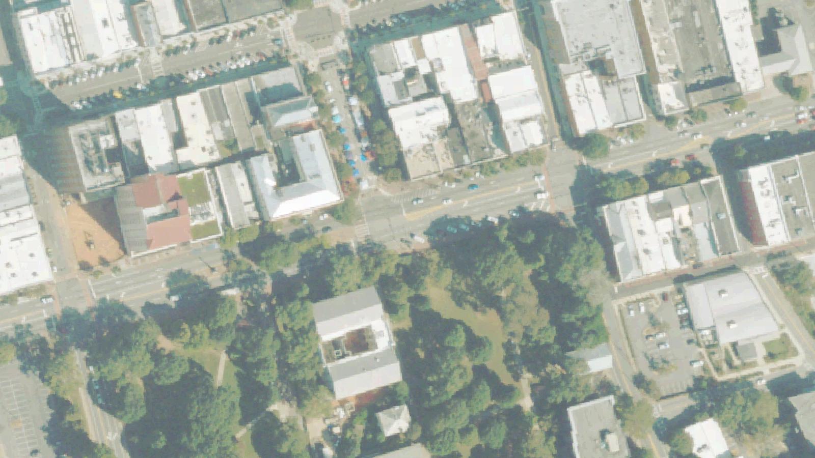 Aerial survey view of Candler Hall