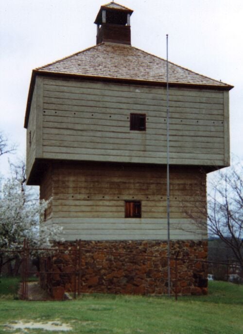 Reconstructed blockhouse at Fort Hawkins in Macon Georgia