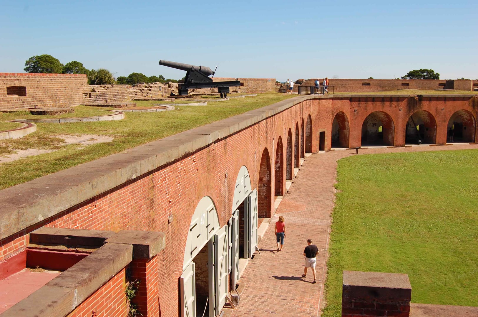 Interior of Fort Pulaski National Monument showing brick casemates on Cockspur Island, Savannah, Georgia