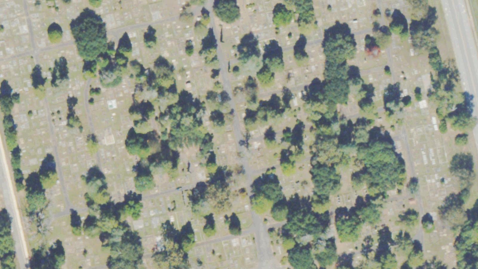 Aerial survey view of Memory Hill Cemetery
