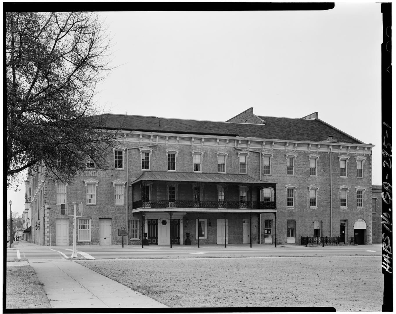 General exterior view of the Springer Opera House at 103 E 10th Street in Columbus, Georgia — Georgia's official State Theater, built 1871 — from the Historic American Buildings Survey