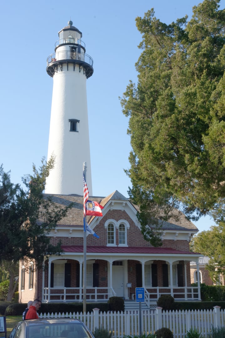 The 1872 St. Simons Lighthouse and adjacent keeper's house museum on St. Simons Island, Georgia