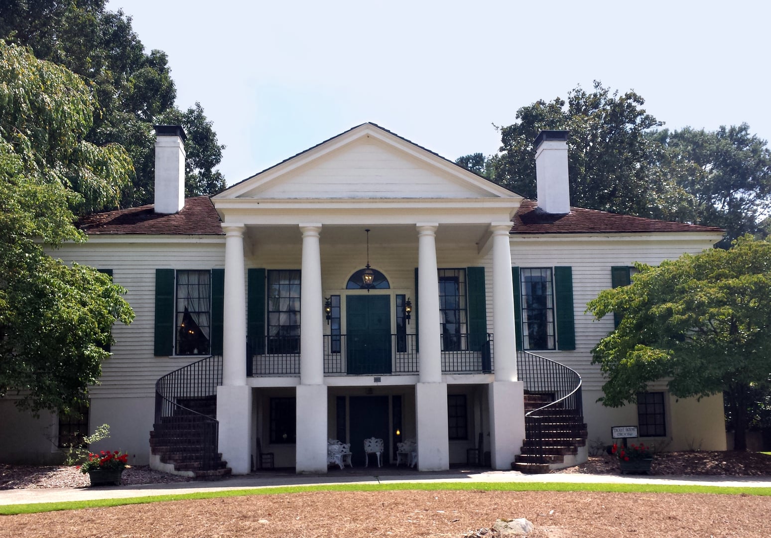 The 1840 Dickey/Davis House at Stone Mountain Park's Historic Square — relocated antebellum Georgia plantation home.