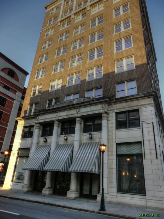 The Marshall House in Savannah Georgia, historic 1851 hotel with iron balconies