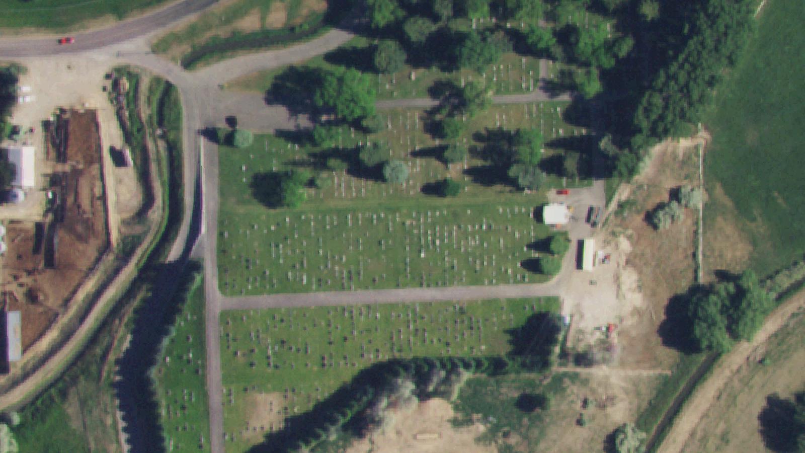 Aerial survey view of Ammon Cemetery