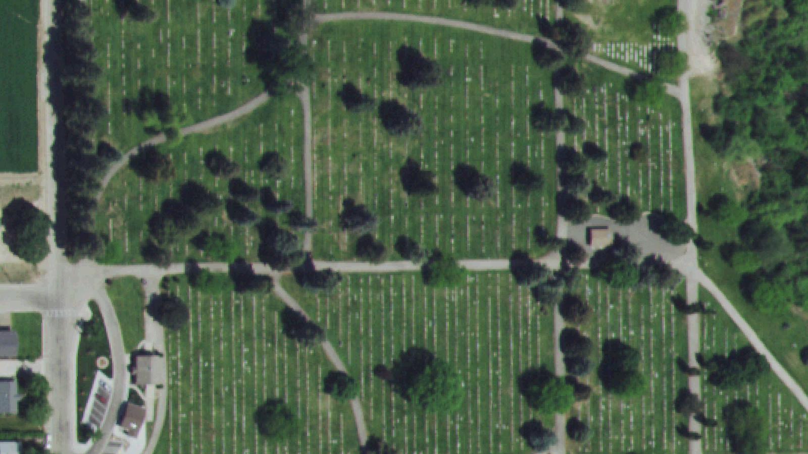 Aerial survey view of Canyon Hill Cemetery