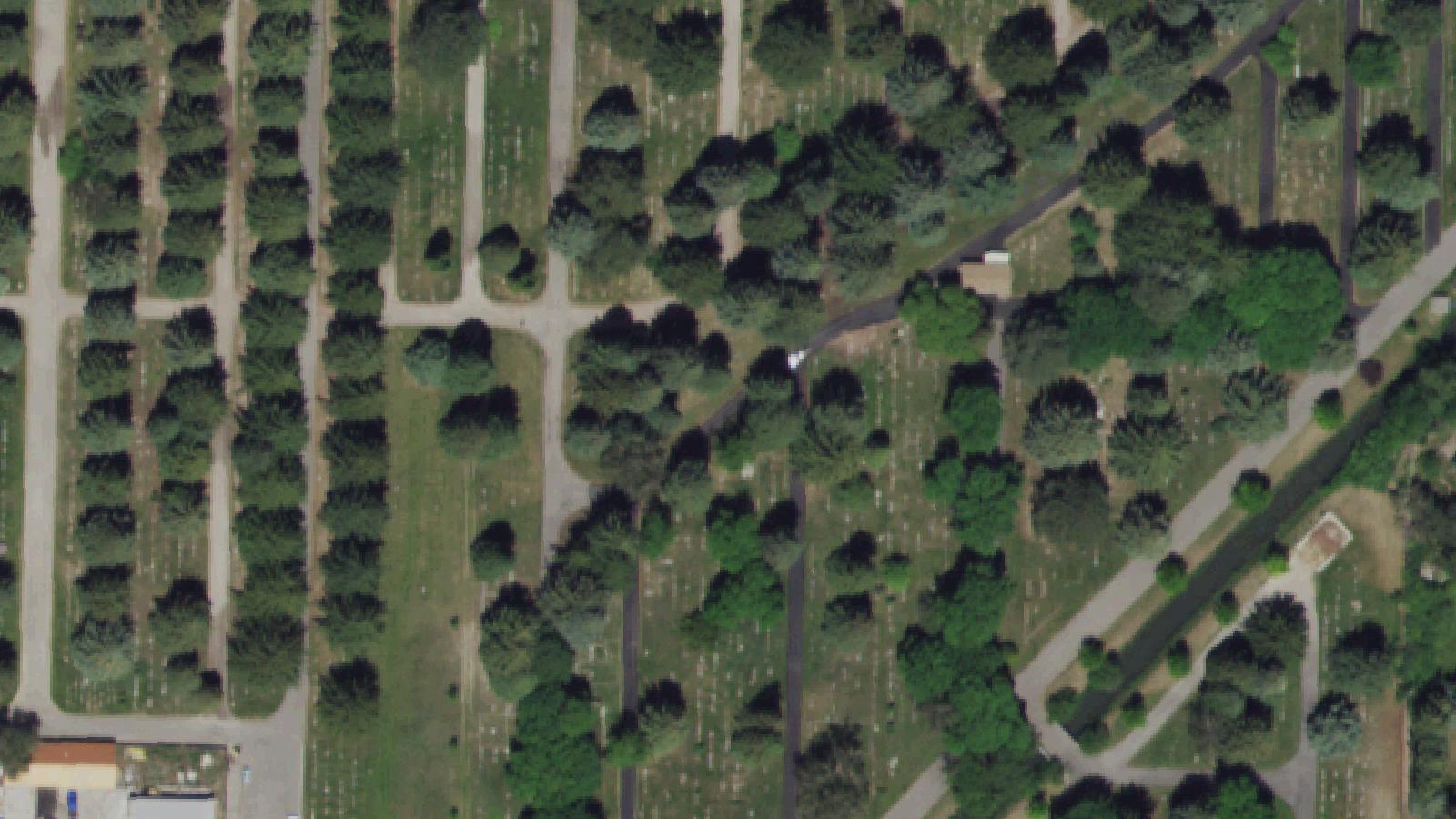 Aerial survey view of Rose Hill Cemetery