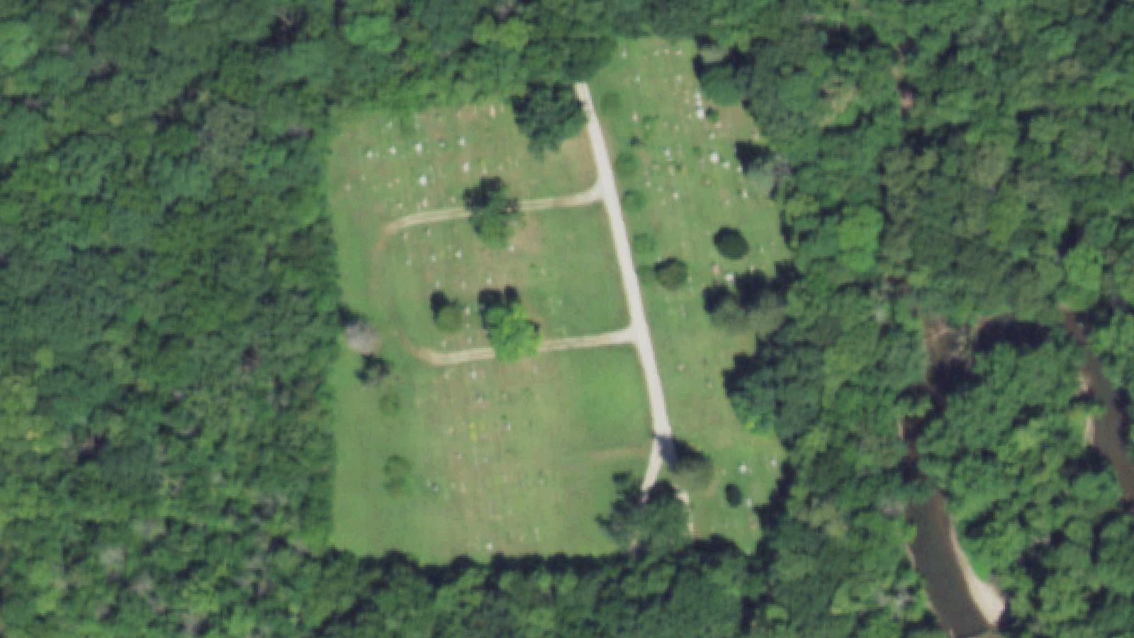 Aerial survey view of Aux Sable Cemetery (Minooka)