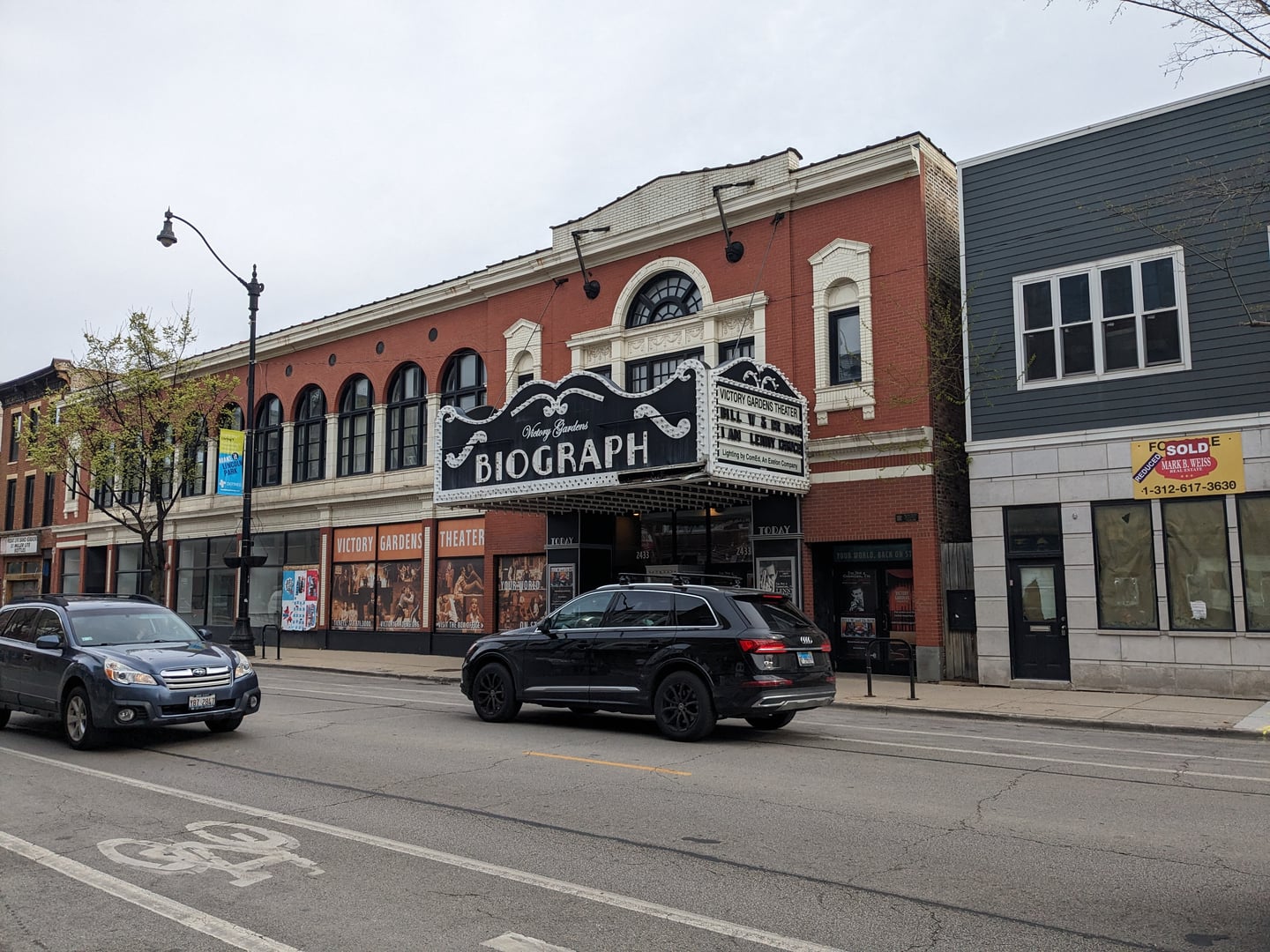 Exterior of the historic Biograph Theater on North Lincoln Avenue in Chicago Illinois