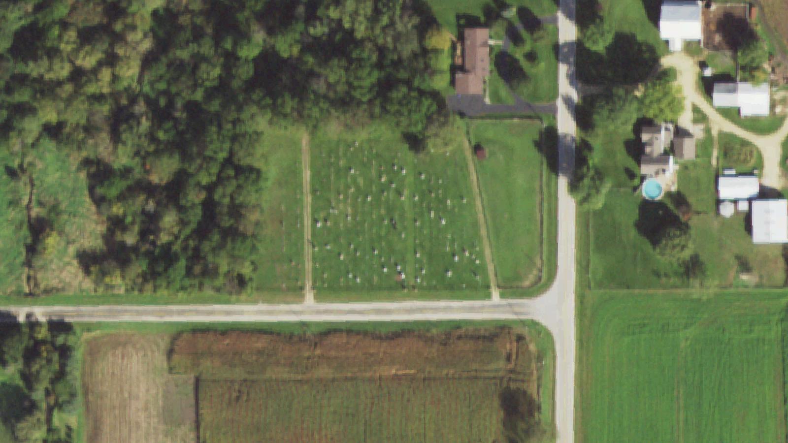 Aerial survey view of Blood's Point Cemetery
