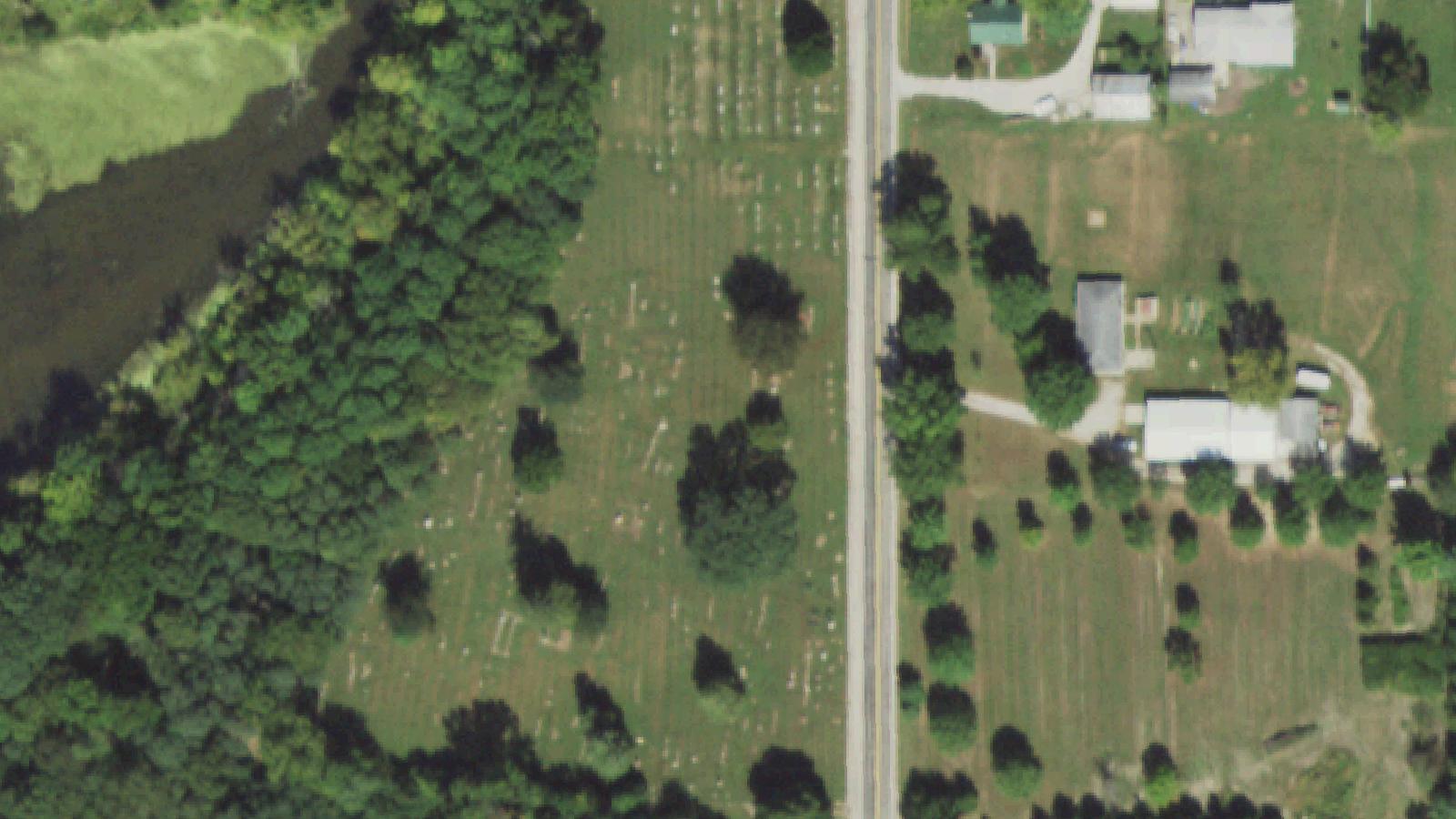 Aerial survey view of Campground Cemetery