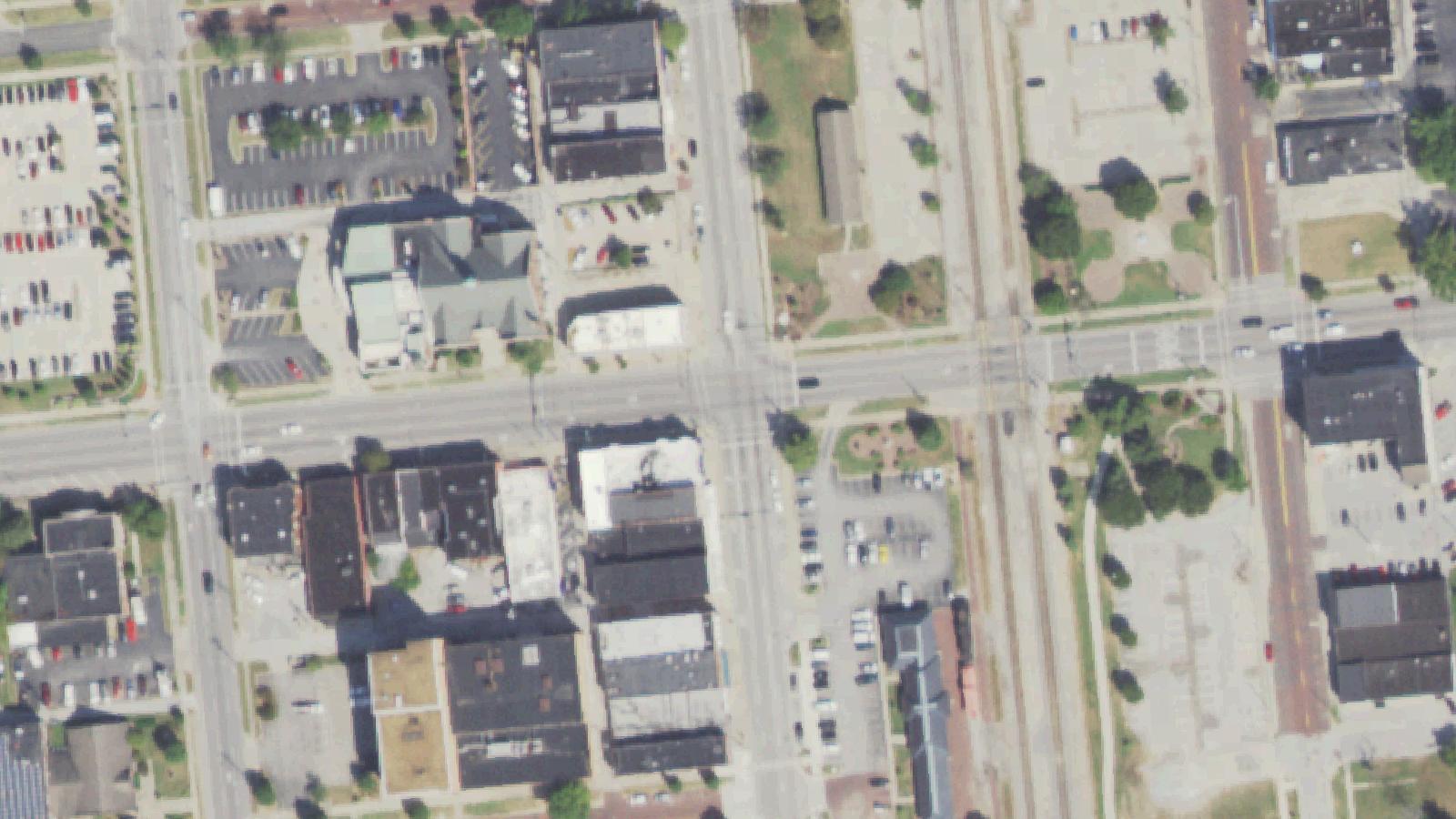Aerial survey view of Carbondale Old Train Depot