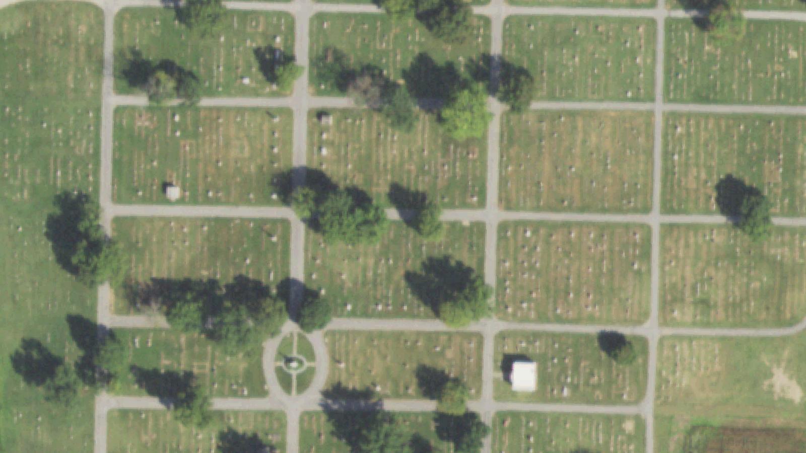 Aerial survey view of Elmwood Cemetery (Violin Annie)