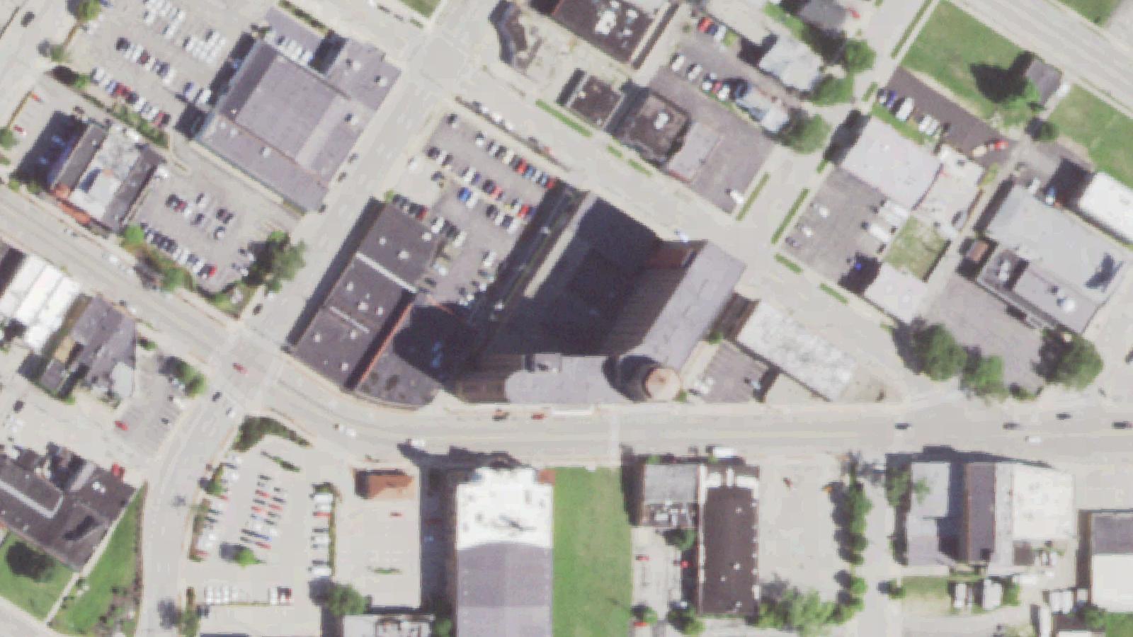 Aerial survey view of Faust Landmark (formerly the Faust Hotel)