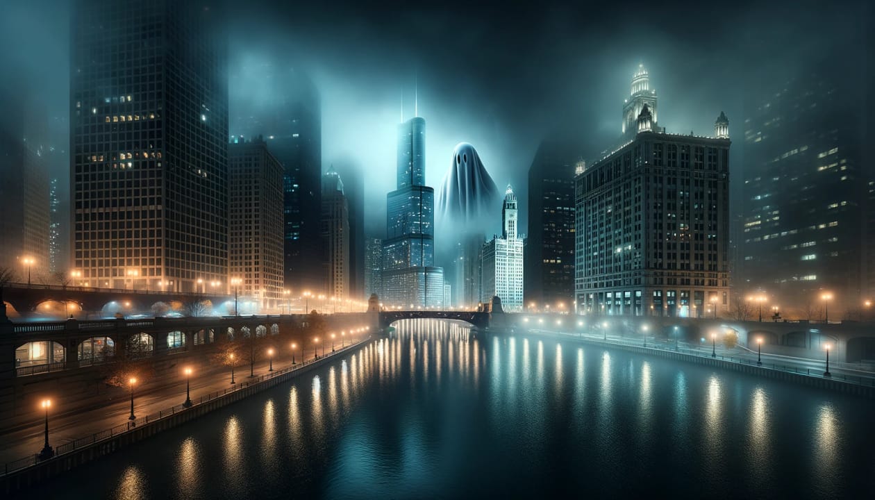 Chicago's downtown skyline along the South Loop — the route covered by Ghost City Tours' family-friendly Chicago ghost walk