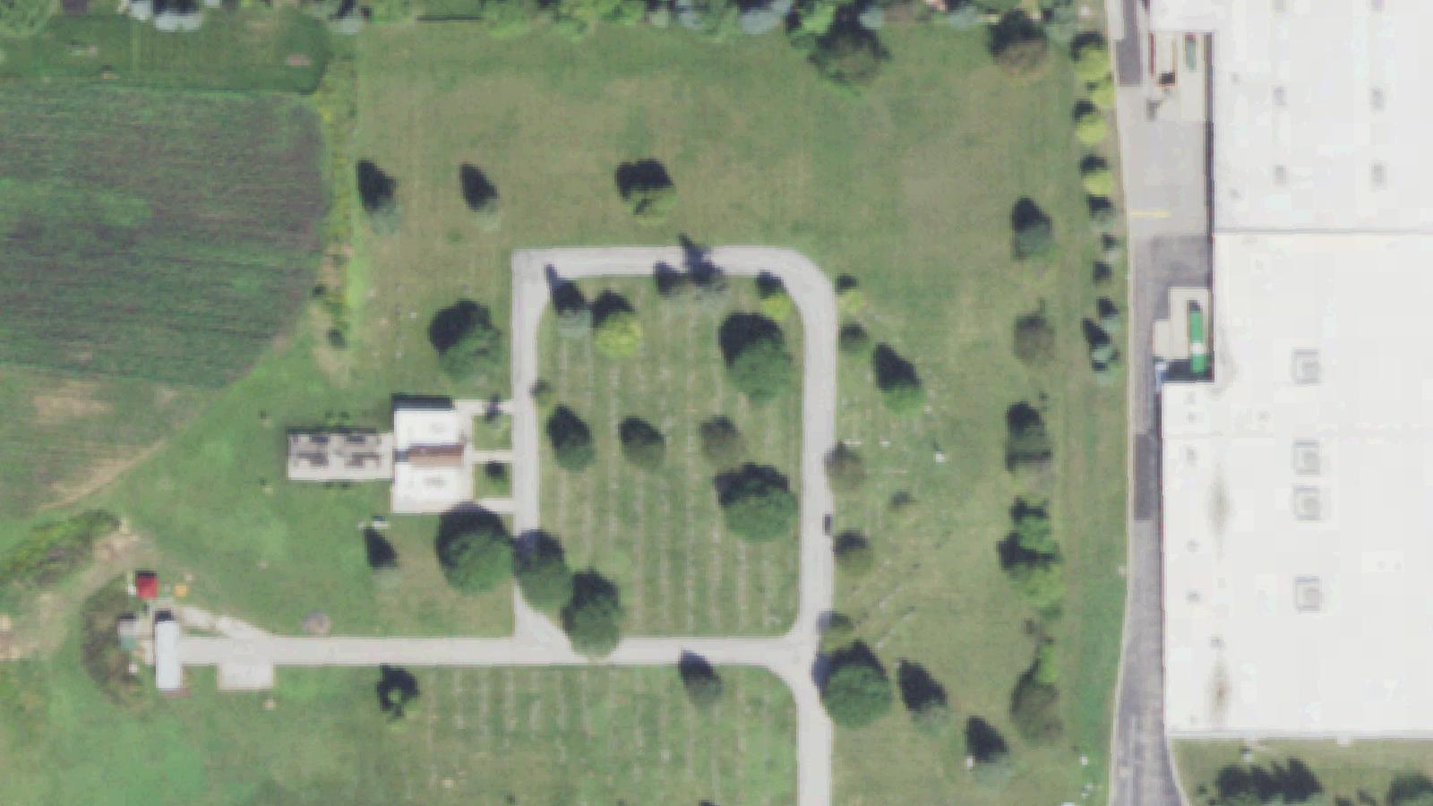 Aerial survey view of Girls' School Cemetery (Illinois State Training School)