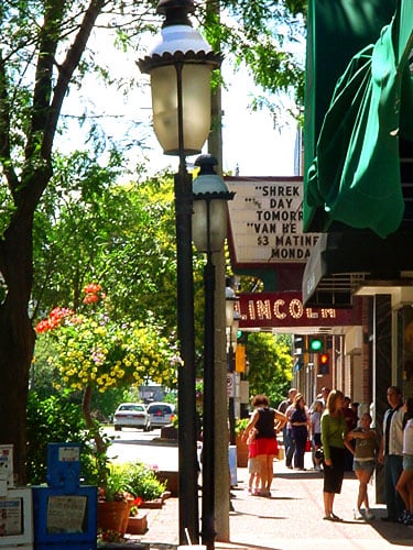 Lincoln Theatre historic movie theater marquee in downtown Belleville, Illinois