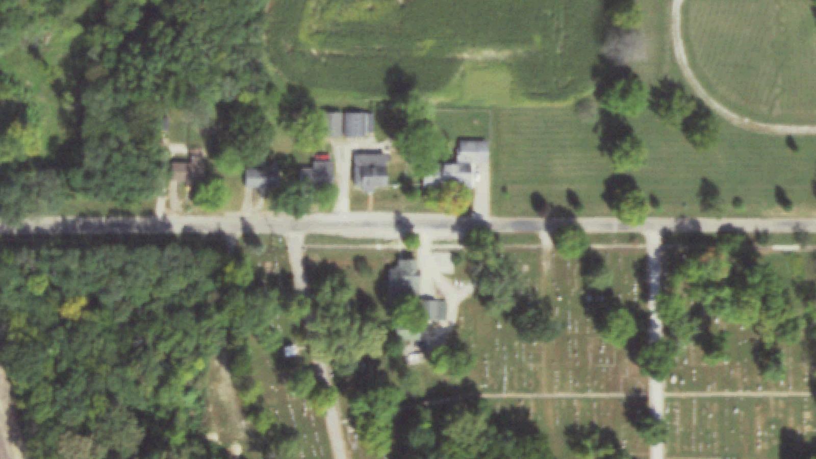 Aerial survey view of Military Cemetery