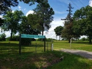 Sign at Mt. Thabor Cemetery in Crystal Lake, Illinois, photographed 2022