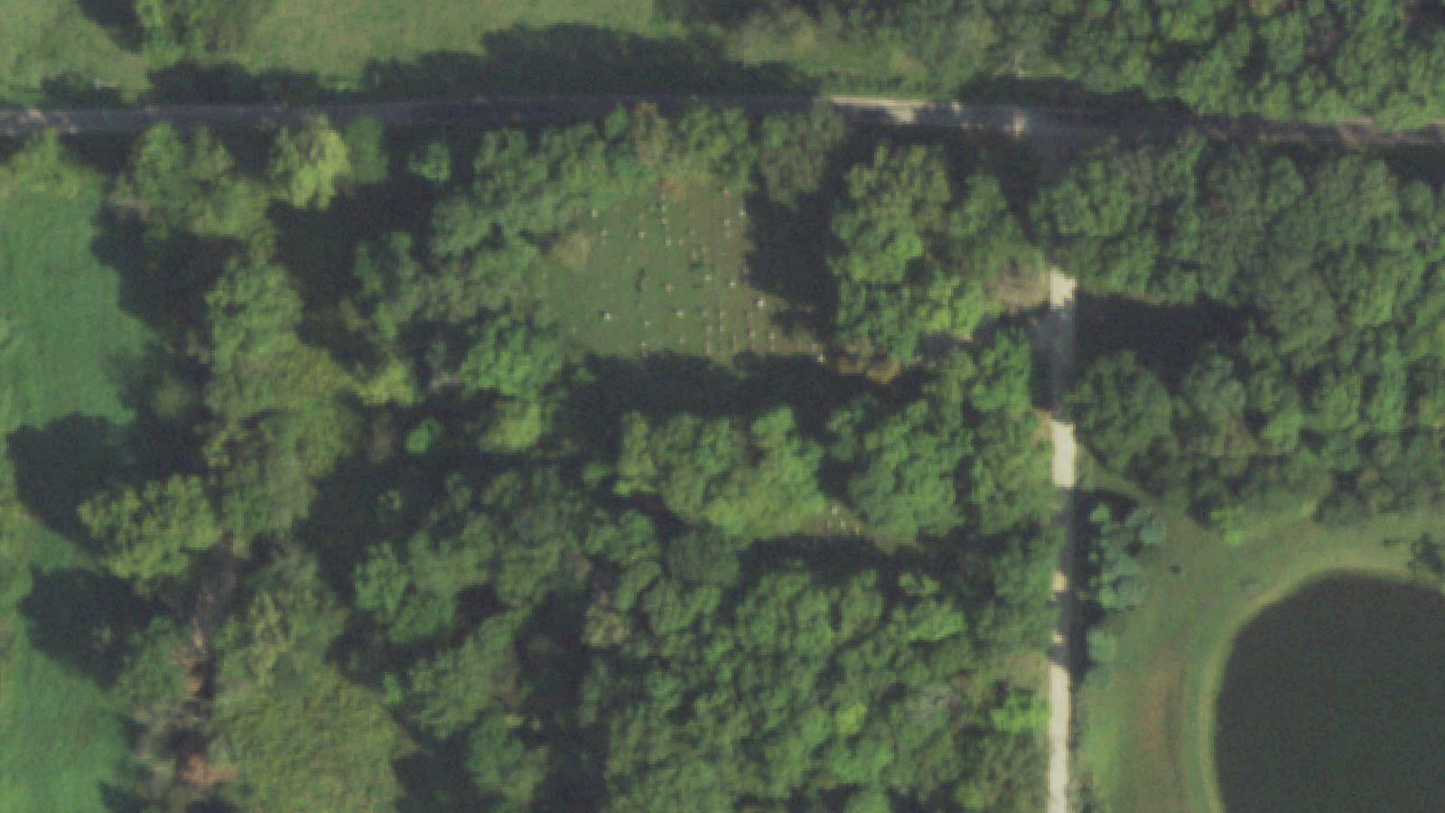 Aerial survey view of Mt. Pleasant Cemetery and Church