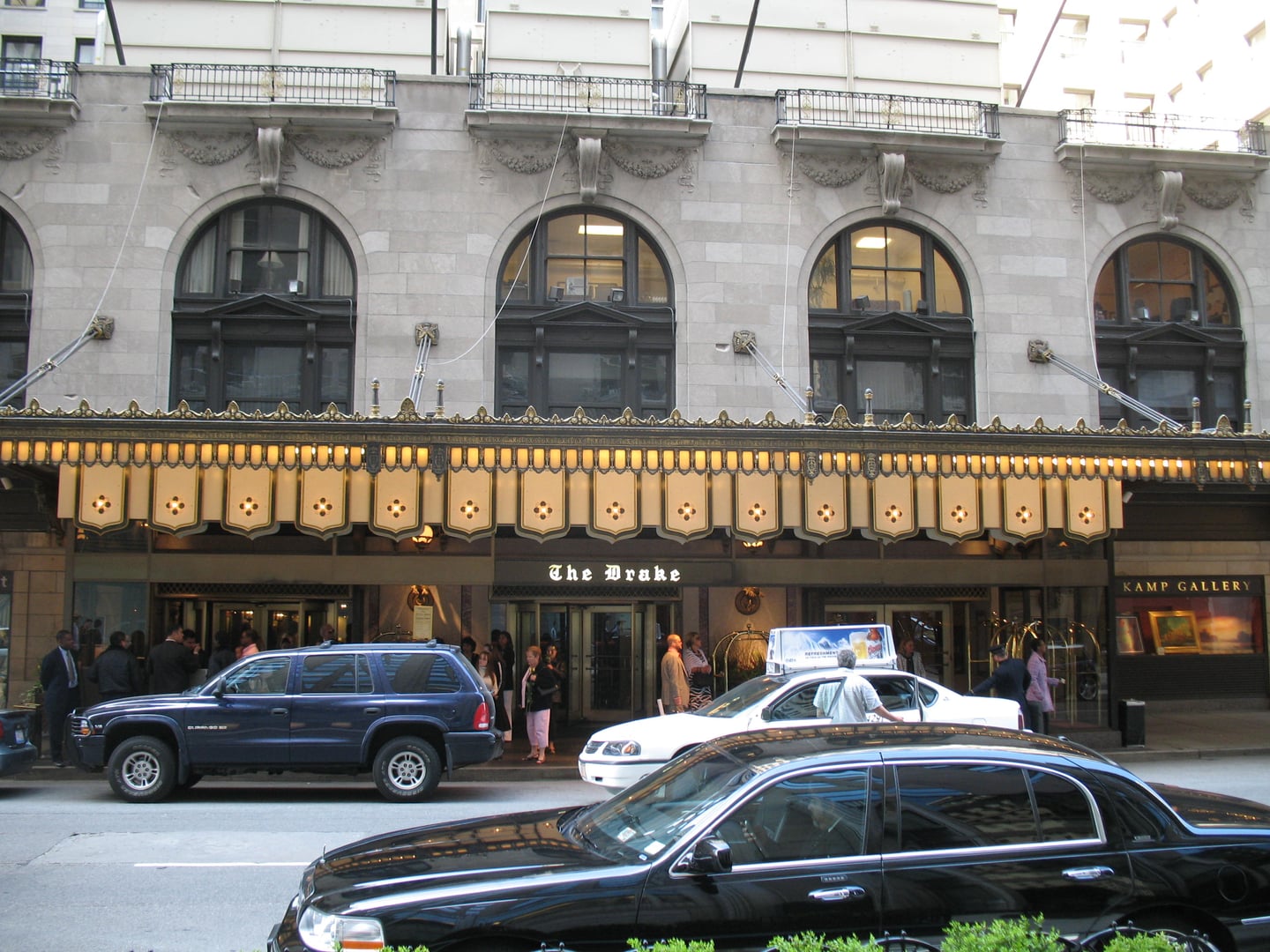 The Drake Hotel entrance on East Walton Place in Chicago's Gold Coast neighborhood