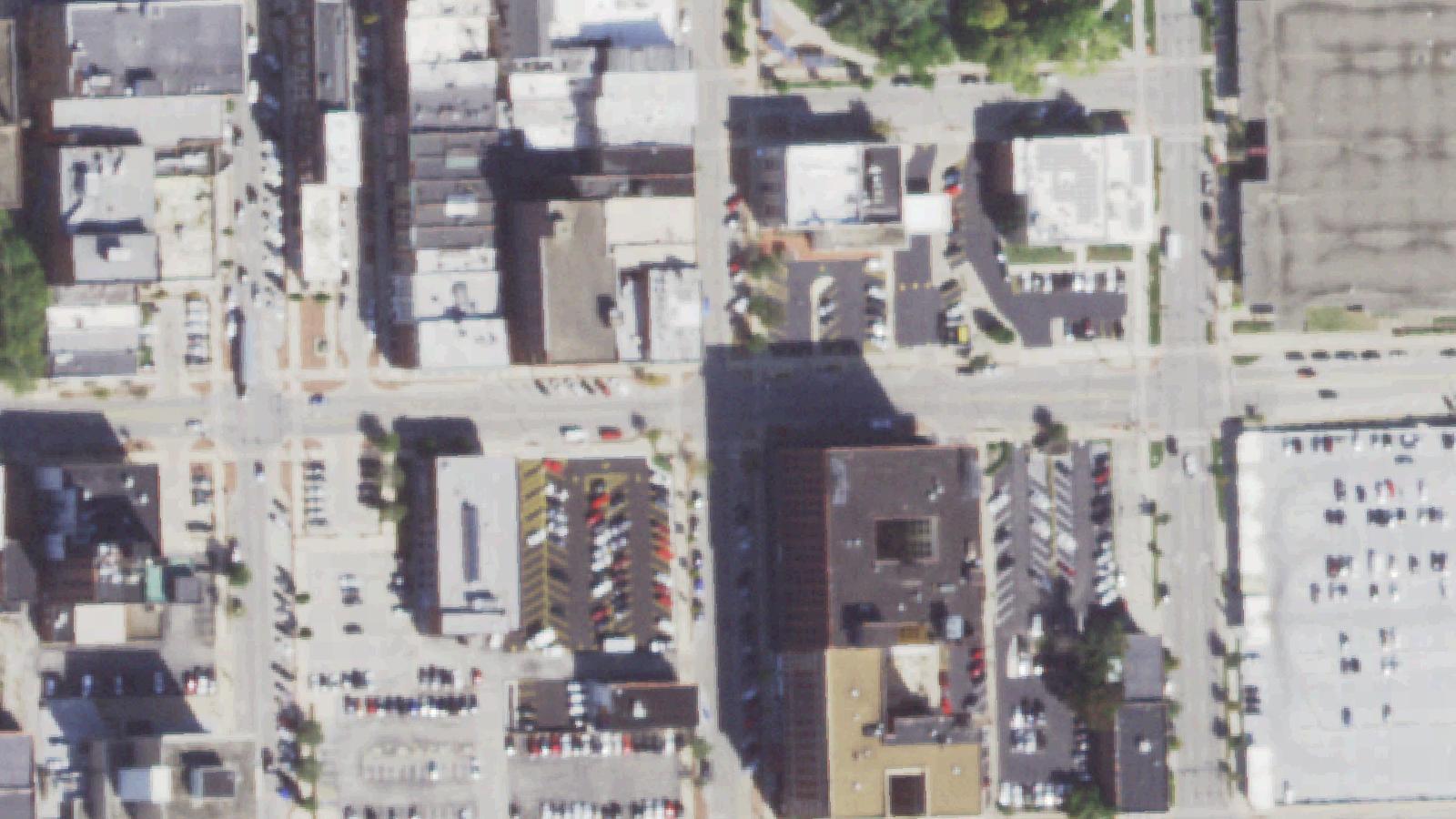 Aerial survey view of Wabash Railroad Station (Decatur Antique Mall)