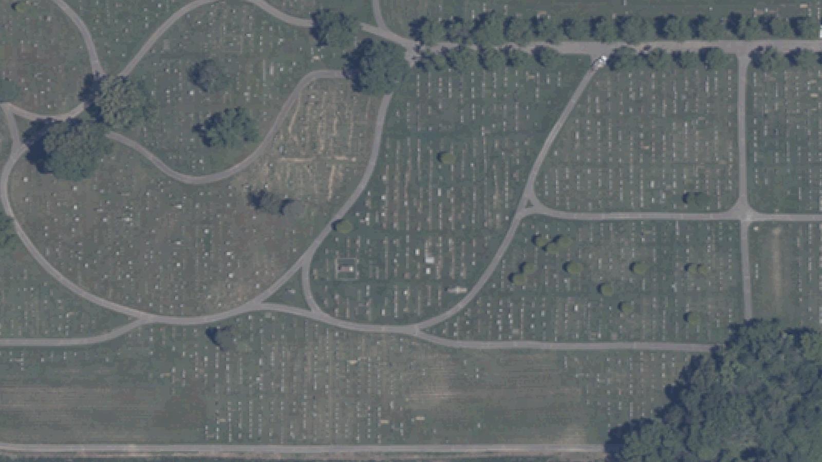 Aerial survey view of Blackfoot Cemetery