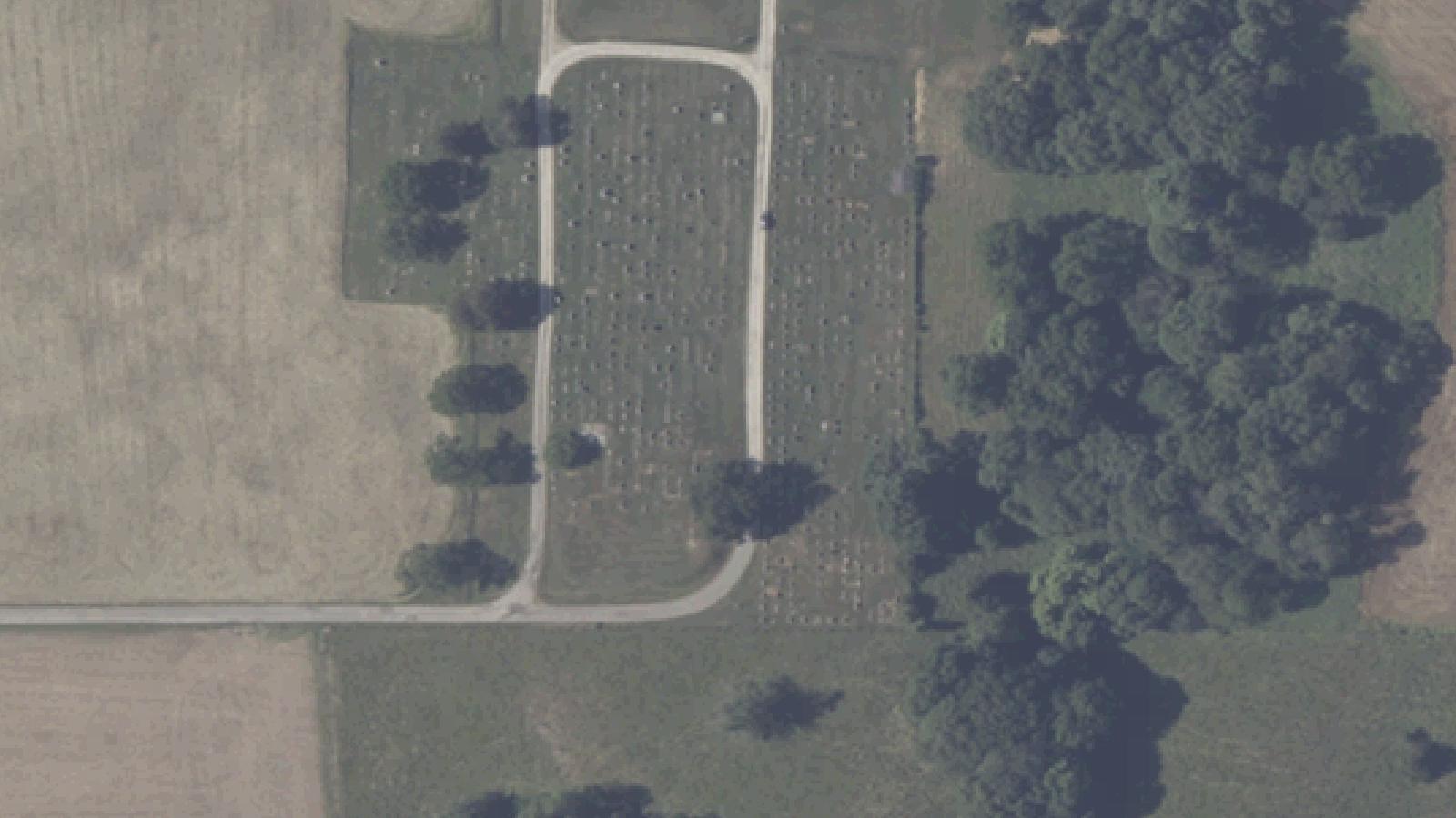 Aerial survey view of Boon Hutch Cemetery