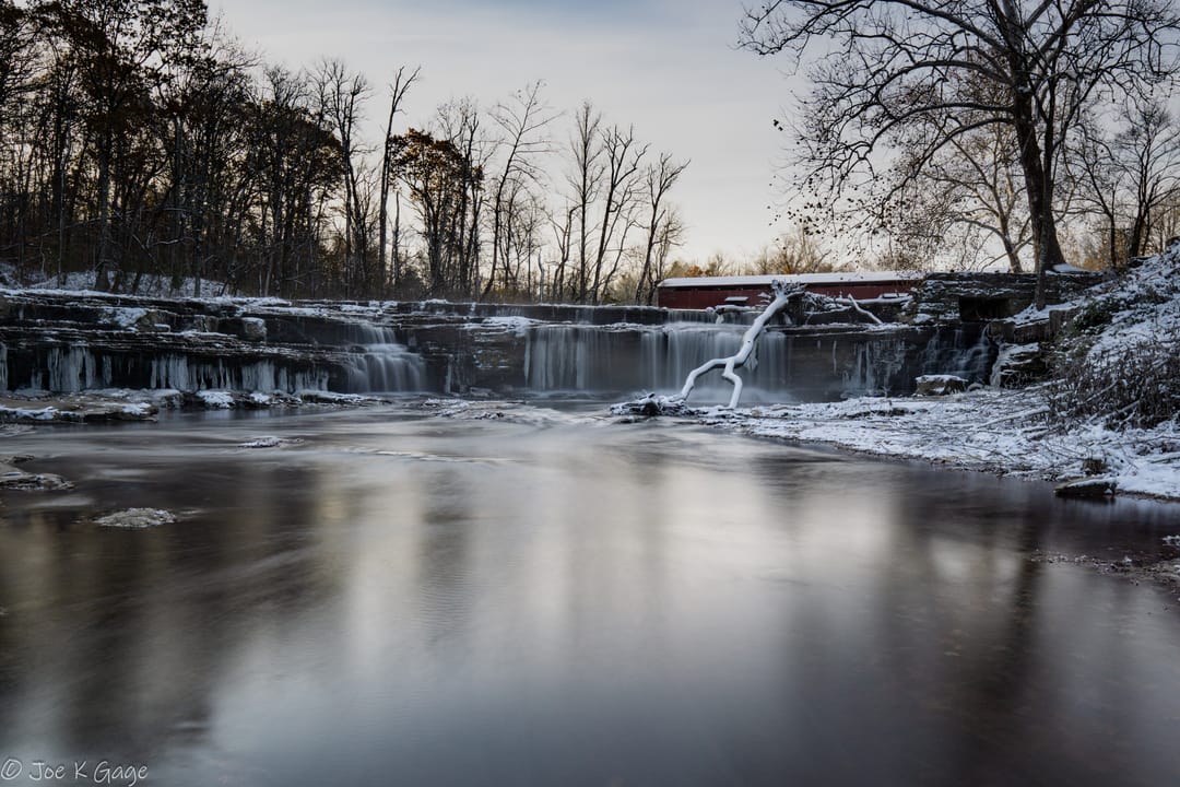 Bottom side of upper Cataract Falls on a cold November morning.