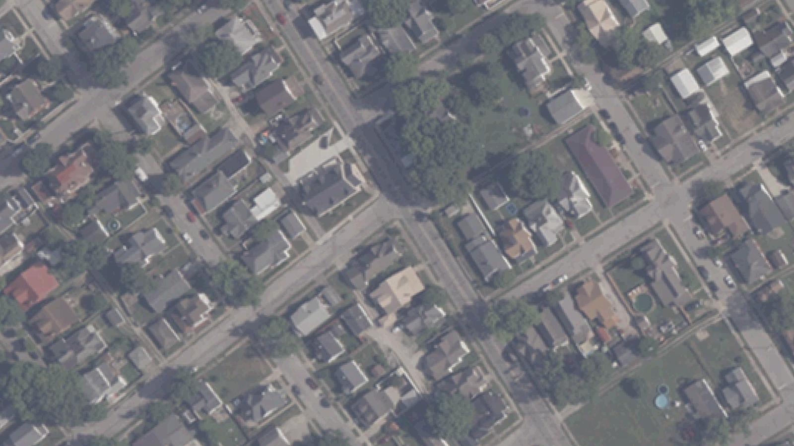 Aerial survey view of Greenlawn Cemetery (Vincennes City Cemetery)