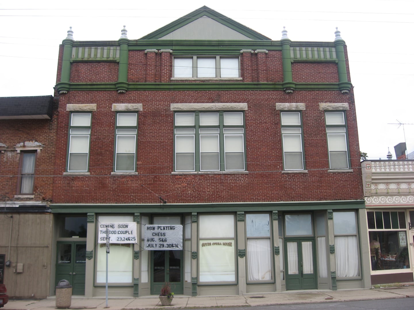 Facade of the 1901 Guyer Opera House on West Main Street in Lewisville, Indiana
