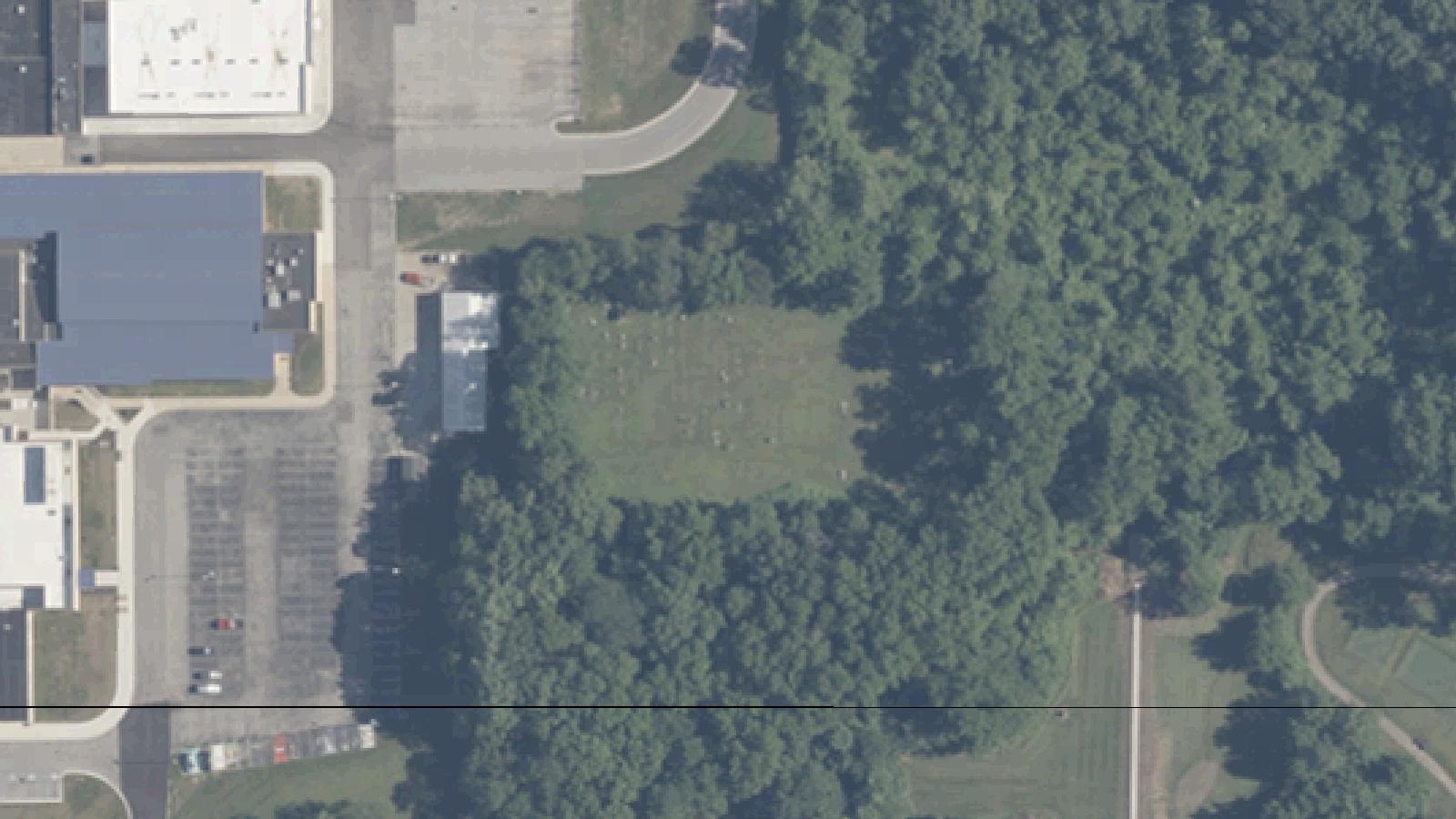 Aerial survey view of Harrison Cemetery