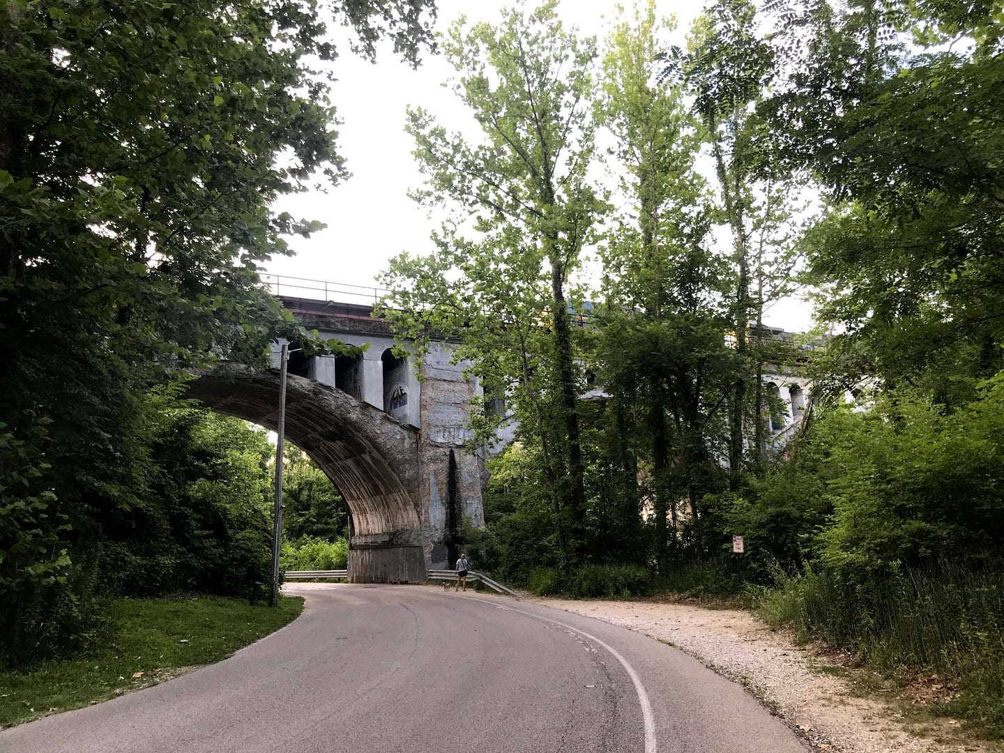 Gothic spandrel-arch railroad bridge over White Lick Creek in Avon Indiana